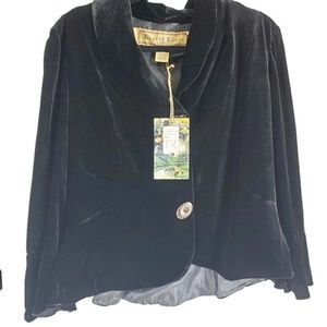 Black Velour Boho Blazer Sz Large Desert Diva NWT